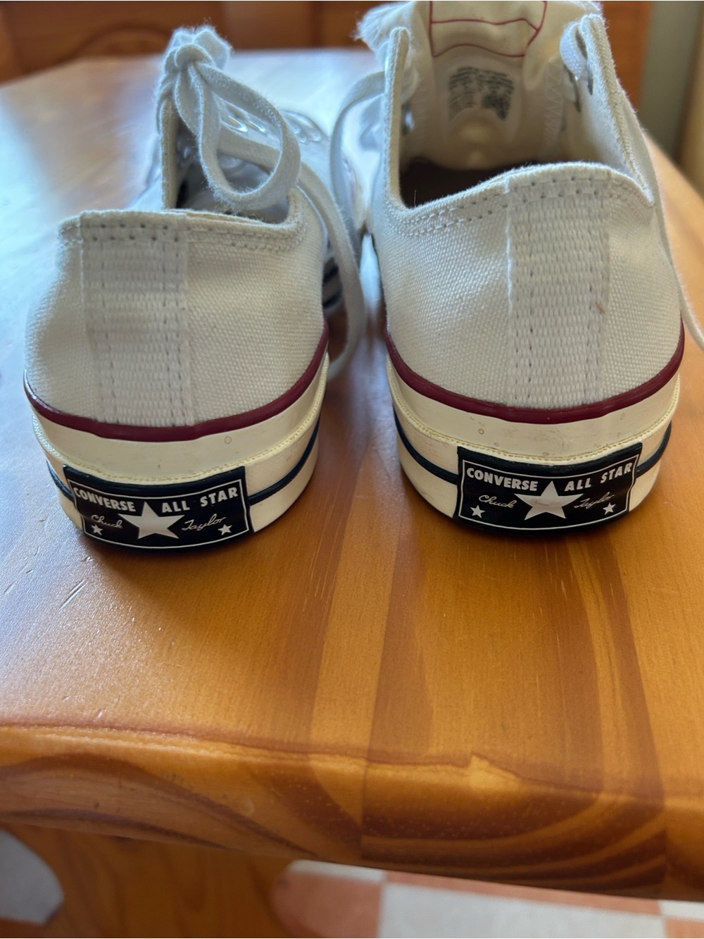 NWOT. Converse Chuck Taylor Low Top Canvas Sneakers - White with Red Accent. - Picture 5 of 5
